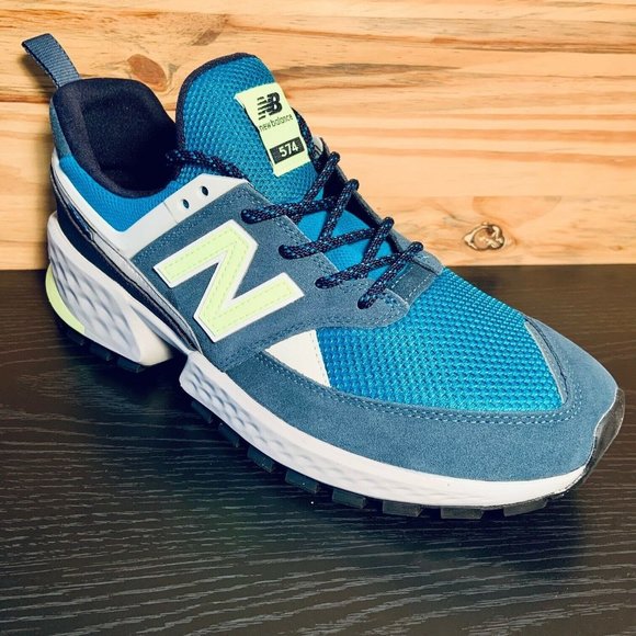 New Balance 574 Men's Running Training Shoes Size Teal Lime NEW - Picture 4 of 8